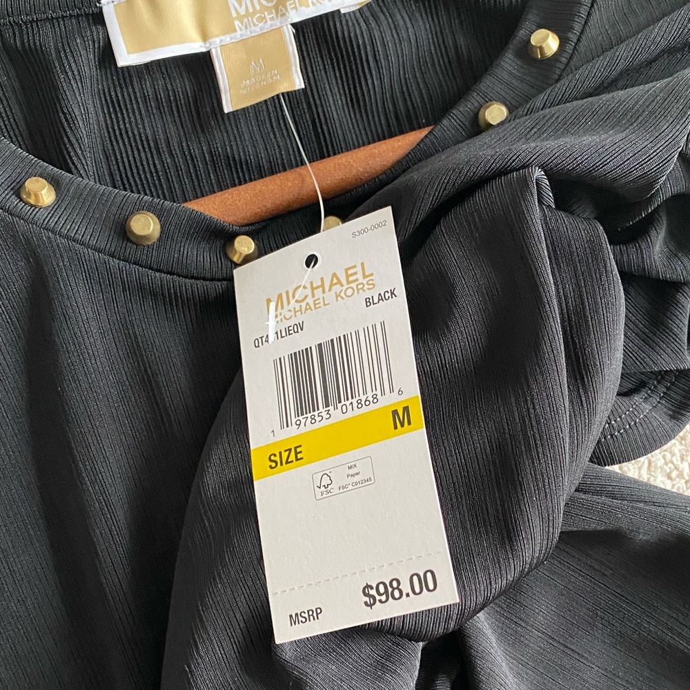 Michael Kors Black Top with Gold Studs - Picture 6 of 9